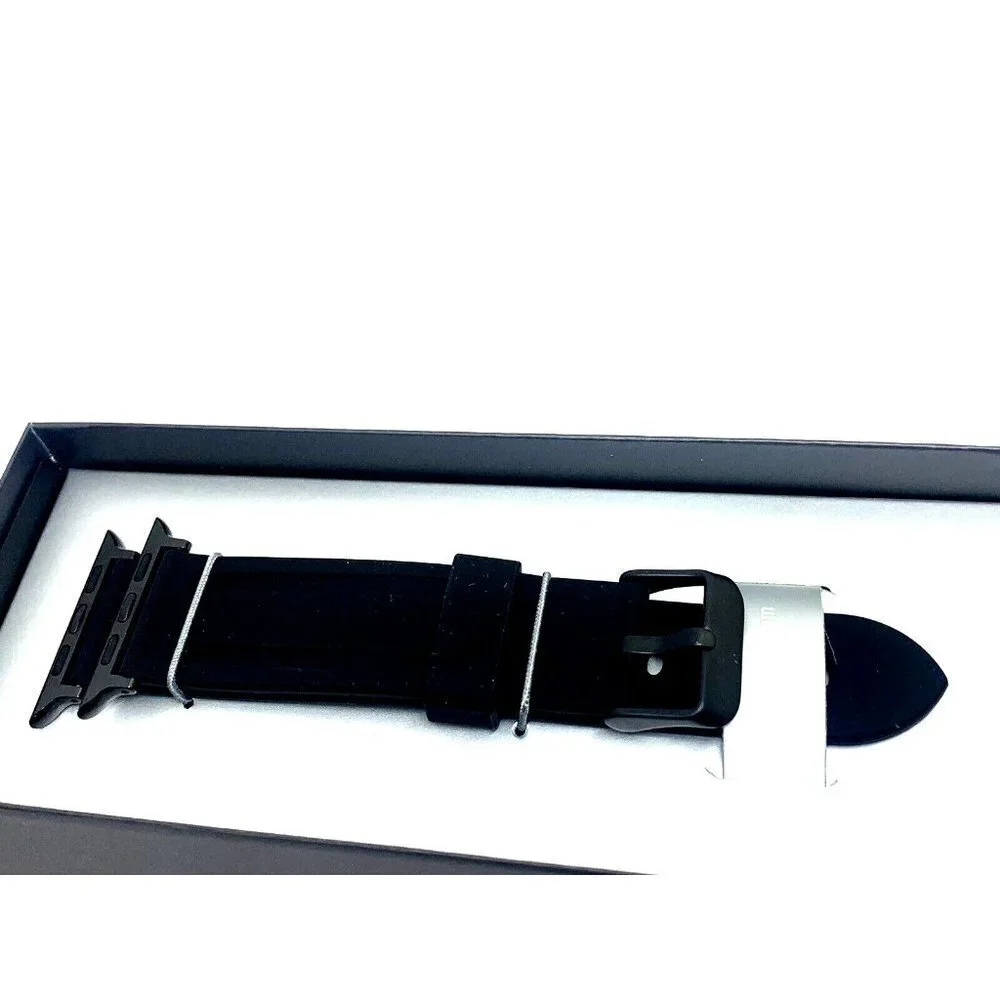 Vince Camuto Men's Apple Watch Band Black Rubber Strap 42/44/45mm